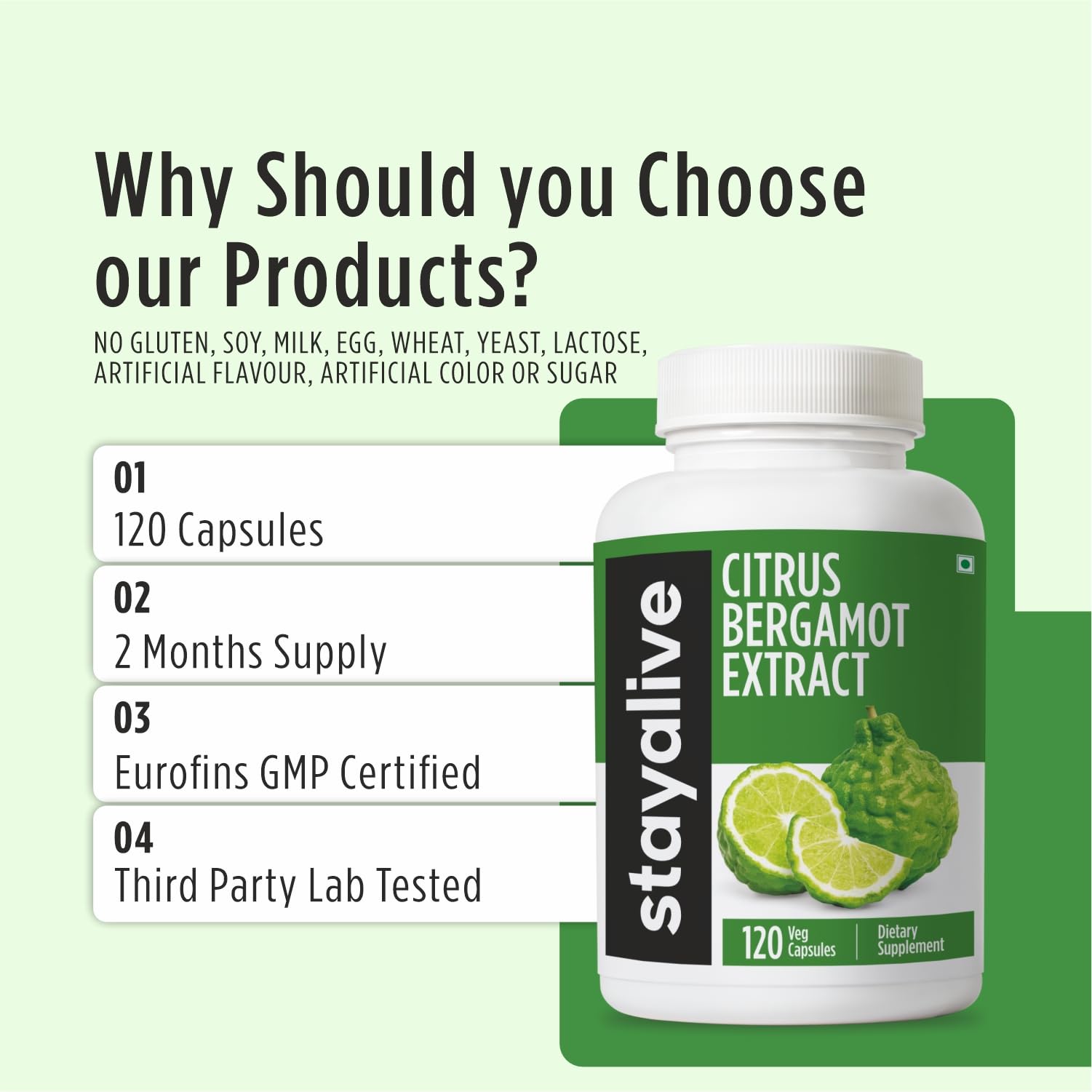 STAY ALIVE Citrus Bergamot Capsules 1000mg, 30:1 Super Extract with 50% Polyphenolic Flavanones, 120 Pills, Citrus Bioflavonoids Supplements for Women & Men | Non-GMO, Gluten-Free STAY ALIVE uk supplements