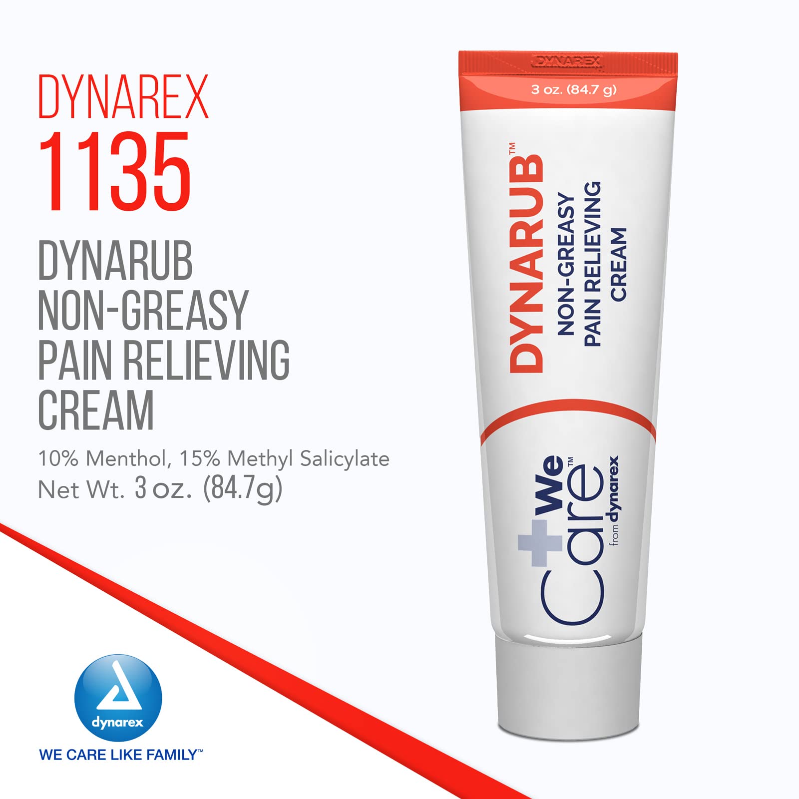 Dynarex DynaRub Cream - Mentholated Topical Muscle Pain Relief Cream - 10% Menthol, 15% Methyl Salicylate - Helps Soothe Joint Swelling & Soreness - Cooling, Non-Greasy Formula - 3oz, 1 Tube Dynarex uk supplements