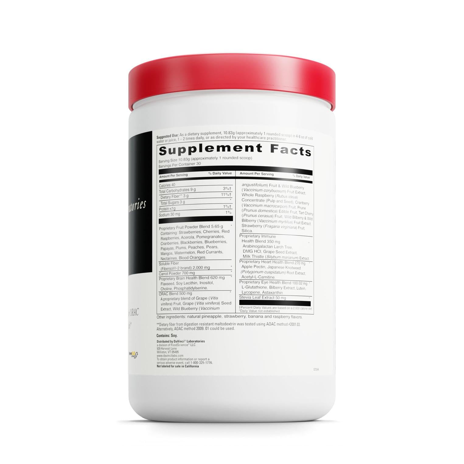 DAVINCI Labs Spectra Reds - Drink Mix Supplement for Antioxidant Health* - Immune & Liver Health Aid with Grape Seed Extract* - Powder Supplement Supports Eye & Heart Health* - 30 Servings (324.9 g) DAVINCI uk supplements