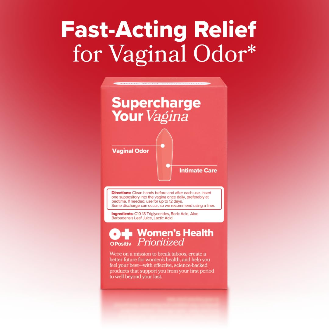 O Positiv URO Boric Acid Vaginal Suppository – with Lactic Acid, and Aloe for Fast Relief and Vaginal Odor Control – Vegan, Free from Parabens, Dyes, and Fragrances – 12 Count (Pack of 1) O Positiv uk supplements