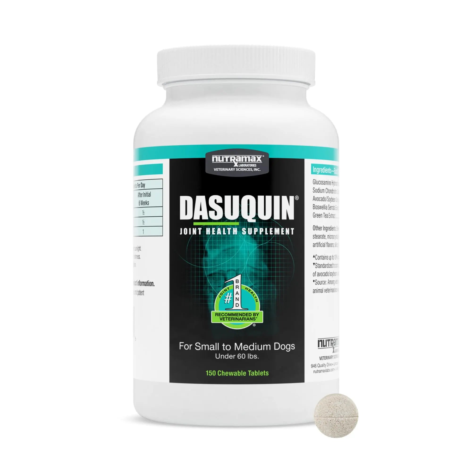 Nutramax Dasuquin for Small to Medium Dogs, Joint Health Supplement, Contains Glucosamine for Dogs, Plus Chondroitin, ASU and More, Supports Healthy Joints, Chewable Tablets, 150 Count Nutramax Laboratories uk supplements