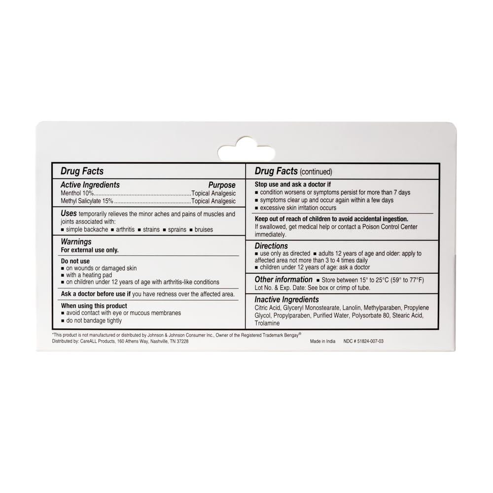 CareAll Muscle Rub Non-Greasy Cream 3.0 oz. Ultra Strength. Relief from Minor Aches and Pains in Muscles and Joints. 10% Menthol & 15% Methyl Salicylate CareAll uk supplements