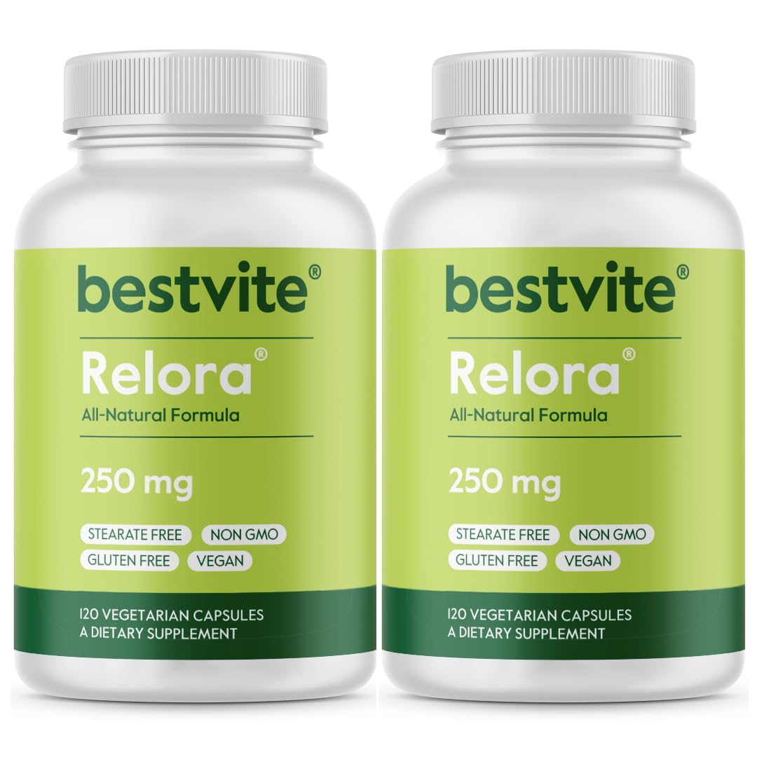 BESTVITE Filler-Free Relora 250mg (240 Vegetarian Capsules) (120 x 2) – Clinically Researched – No Stearates – Vegan – No Fillers – Supports the Management of Occasional Stress* BESTVITE uk supplements