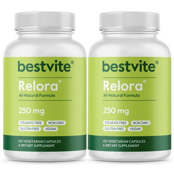 BESTVITE Filler-Free Relora 250mg (240 Vegetarian Capsules) (120 x 2) – Clinically Researched – No Stearates – Vegan – No Fillers – Supports the Management of Occasional Stress* BESTVITE uk supplements