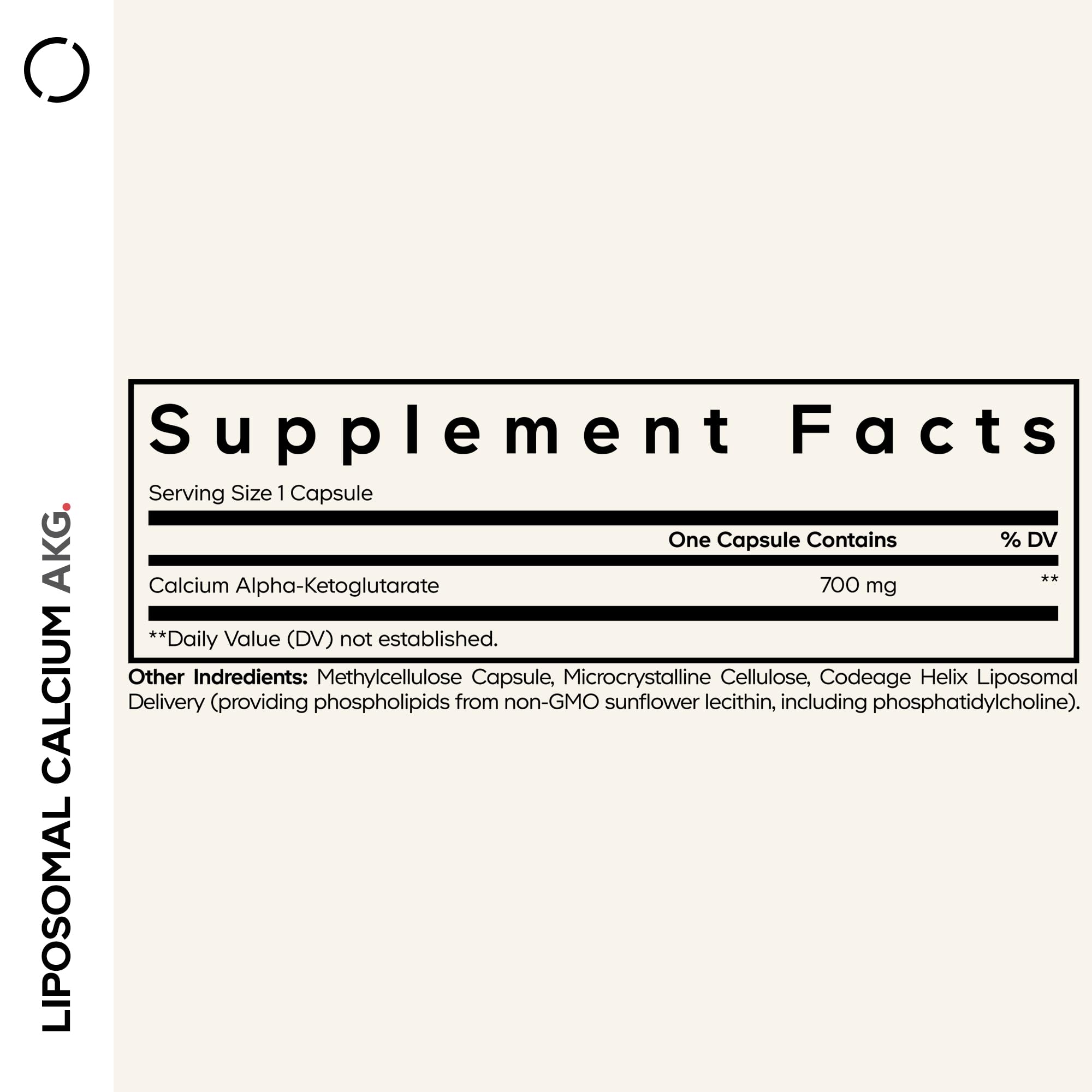Codeage Liposomal Calcium AKG Supplement - Calcium Alpha-Ketoglutarate - 2-Month Supply - Liposomal Delivery - 1 Capsule Per Serving - Non-GMO, Gluten-Free - 60 Capsules Codeage uk supplements