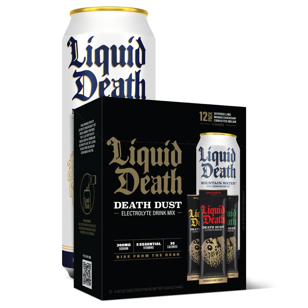 Liquid Death Electrolyte Death Dust - Hydration Powder Packets - 3 Flavors - 12-Stick Liquid Death uk supplements