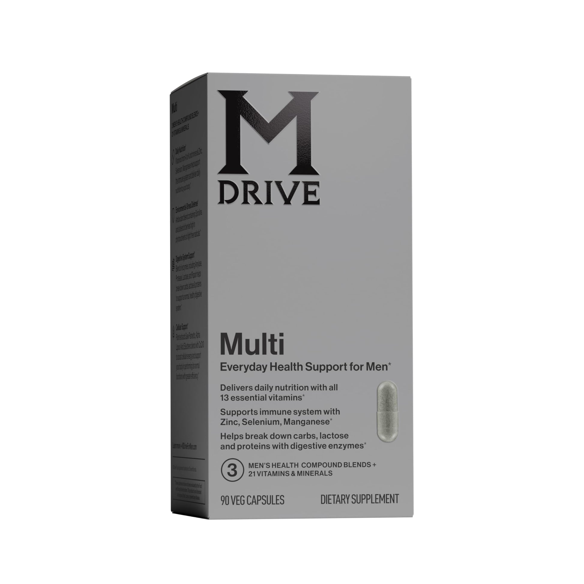 Mdrive Multivitamin for Men, Daily Multivitamin - Immune Health Support from Zinc, Selenium, Manganese & Vitamin D, Enzymes for Digestive Support, CoQ10 for Energy and Vitamin K2, 90 Capsules Mdrive uk supplements