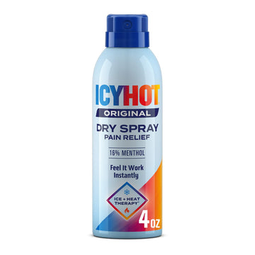 Icy Hot Original Pain Relief Dry Spray, Fast-Acting, Quick-Drying Pain Relief with Max Strength Menthol 16%, Ice and Heat Contrast Therapy for Backaches, Joints, Muscle Strains and Arthritis, 4 oz Icy Hot uk supplements