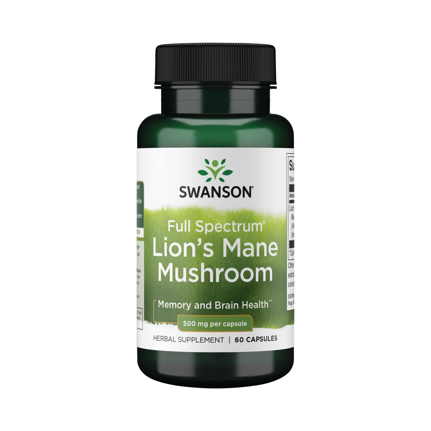 Swanson Lion's Mane Mushroom Capsules - 500 mg Each, 60 Capsules Swanson uk supplements