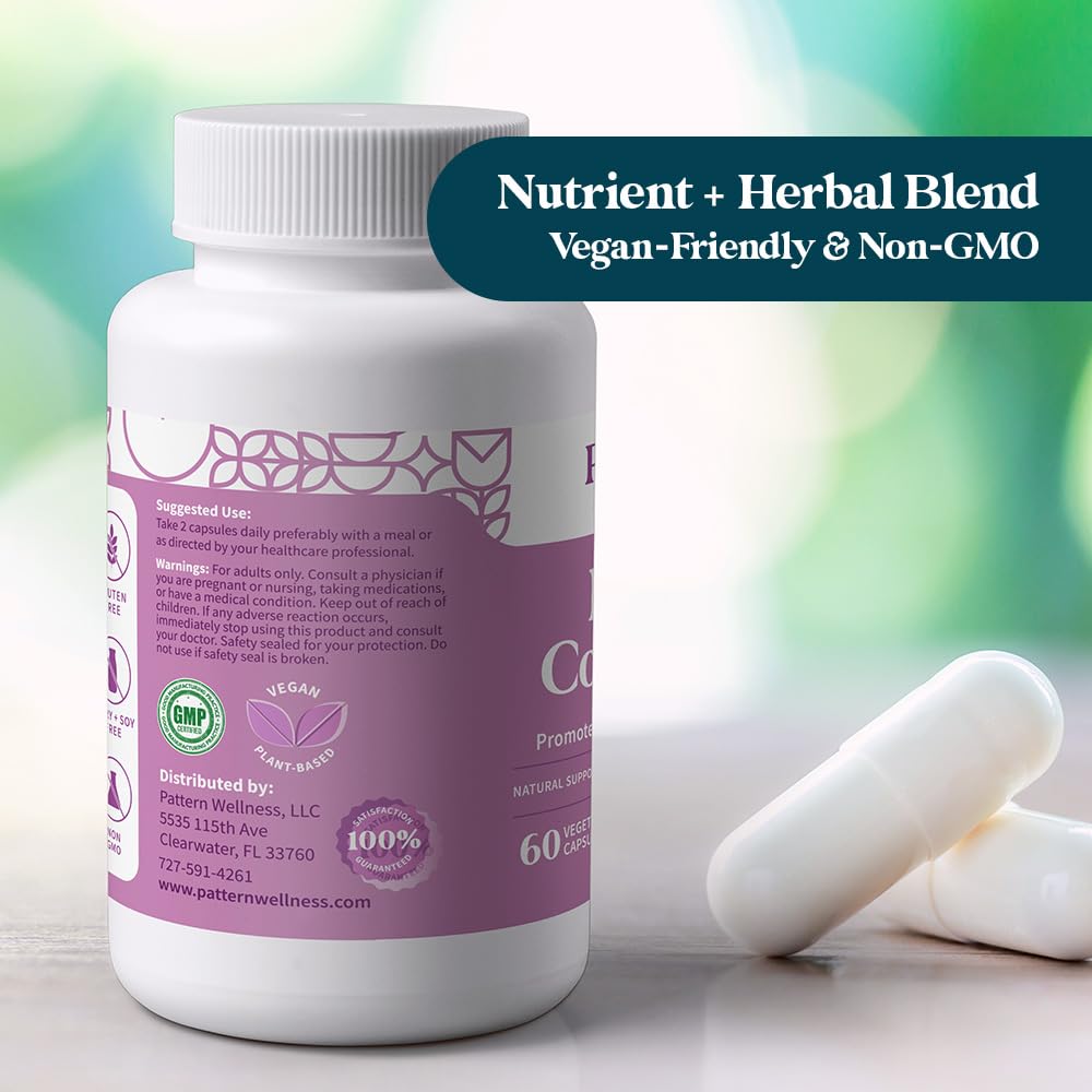 Pattern Wellness PMS Complex – Monthly Cycle Wellness Support – with Vitamin B6, Magnesium & Herbal Extracts – 60 Vegan Capsules Pattern Wellness uk supplements