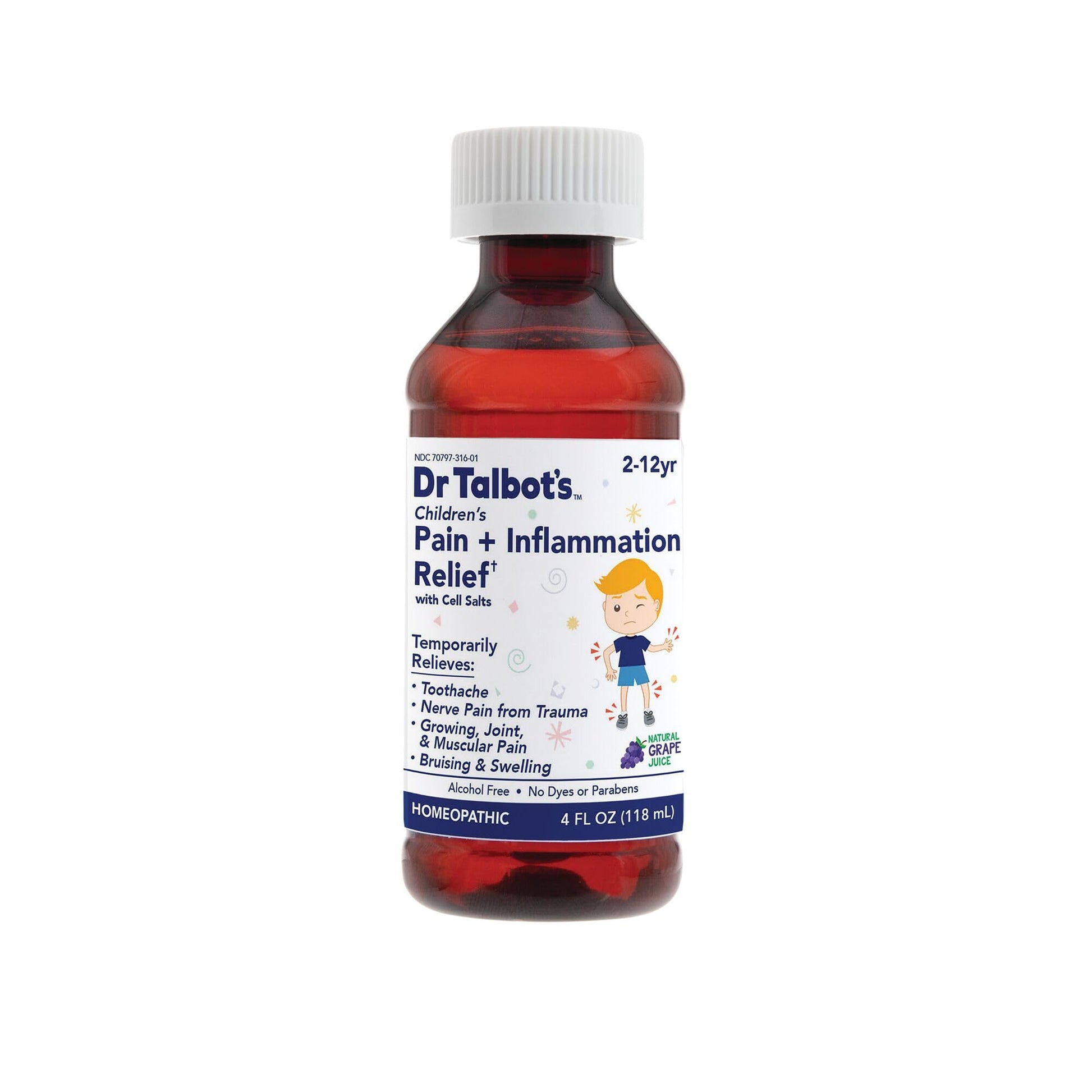 Dr. Talbot's Pain + Inflammation Relief Liquid Medicine for Children, Includes Dosage Cup, Grape Juice Flavor, 4 Fl Oz (Packaging May Vary) Dr. Talbot's uk supplements