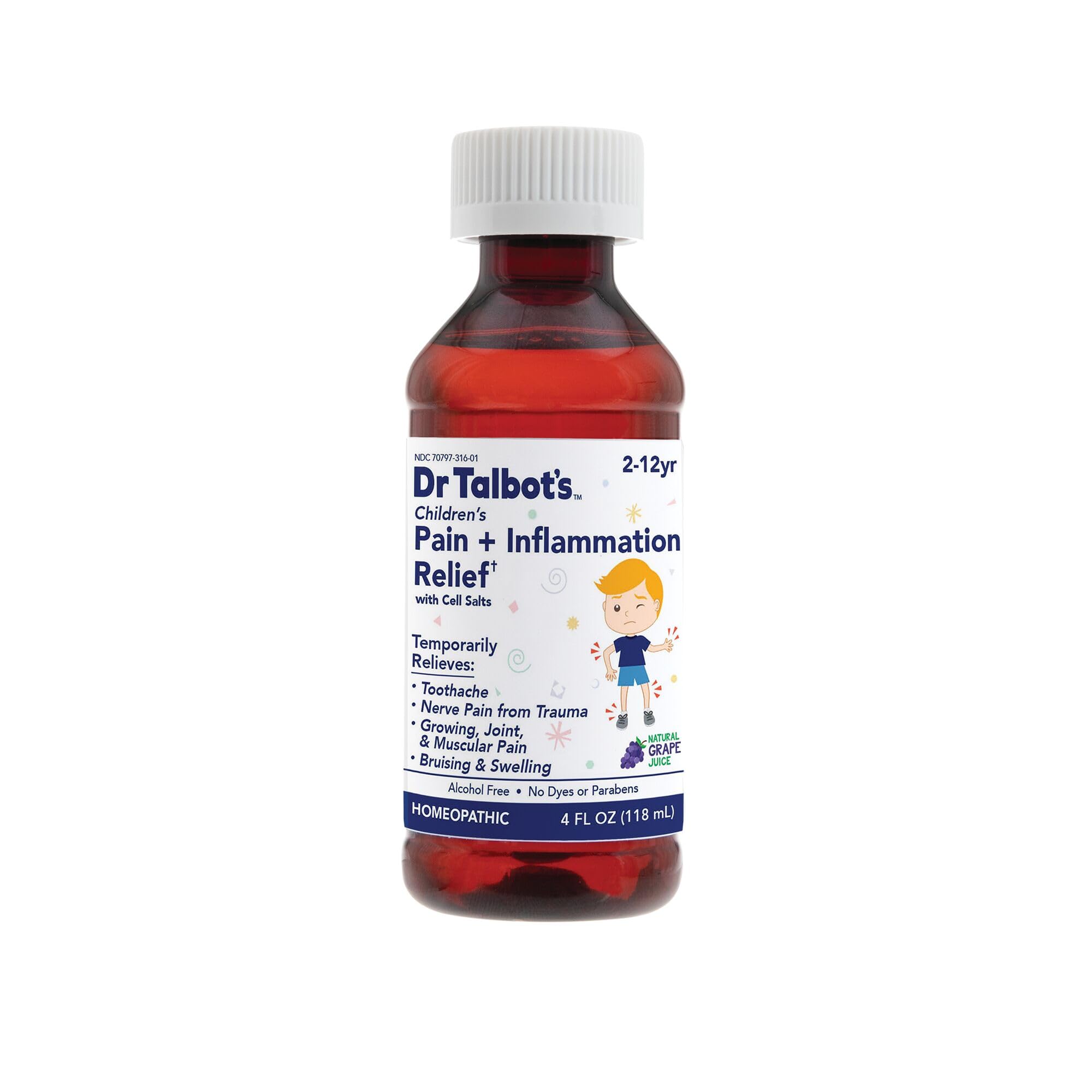 Dr. Talbot's Pain + Inflammation Relief Liquid Medicine for Children, Includes Dosage Cup, Grape Juice Flavor, 4 Fl Oz (Packaging May Vary) Dr. Talbot's uk supplements