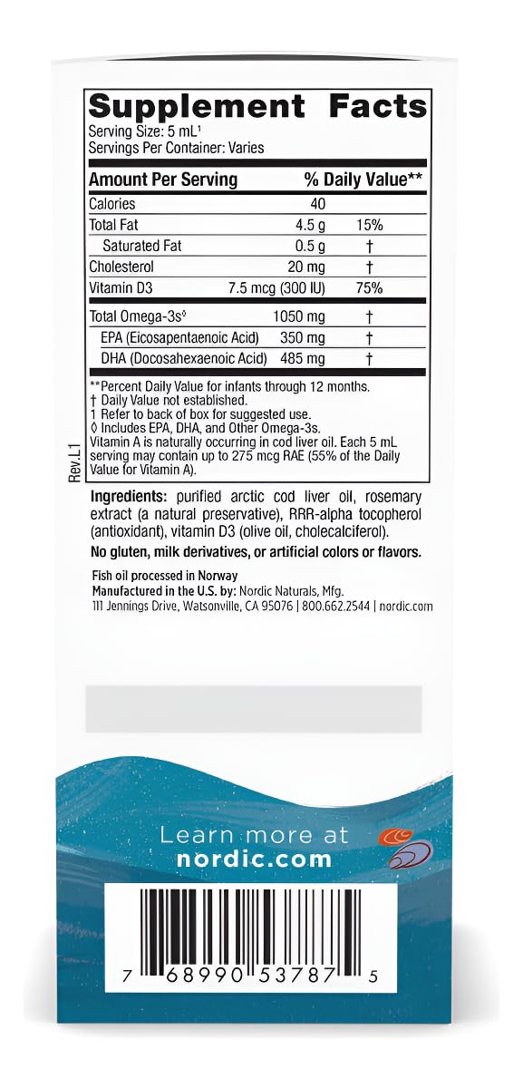 Nordic Naturals Baby’s DHA, Unflavored - 2 oz - 1050 mg Omega-3 + 300 IU Vitamin D3 - Supports Brain, Vision & Nervous System Development in Babies - Non-GMO - Servings May Vary Nordic Naturals uk supplements