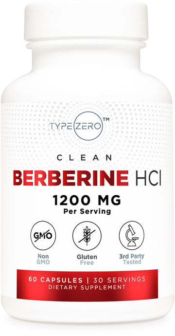 Type Zero Berberine HCL 1200mg 60 Capsules - Clean, Non-GMO, Gluten Free Supplement Type Zero uk supplements