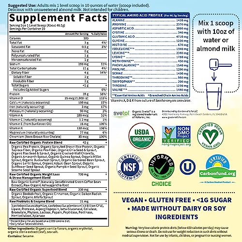 Garden of Life Raw Organic Fit Vegan Protein Powder Vanilla, 28g Plant Based Protein Garden of Life uk supplements