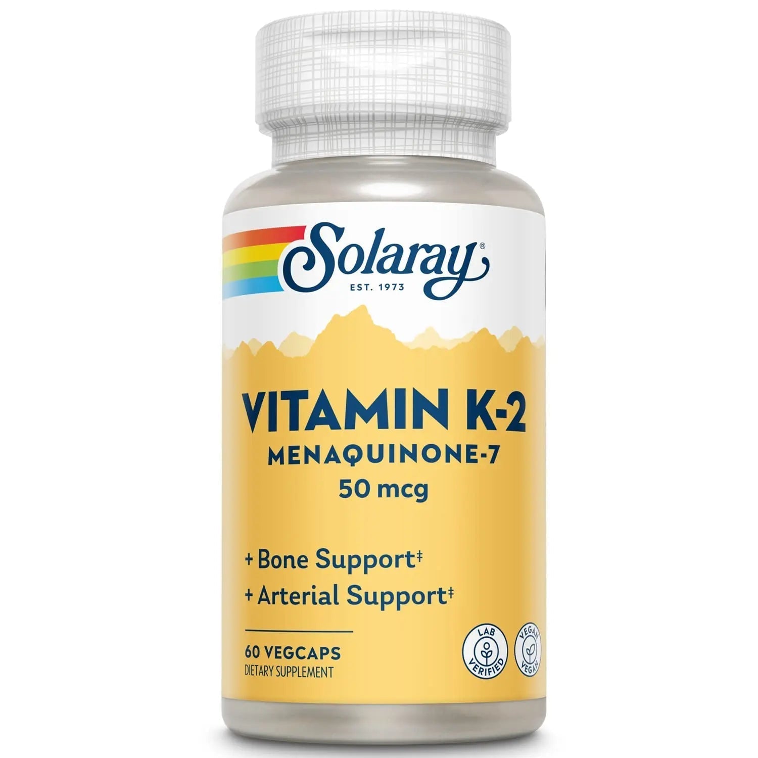 SOLARAY Vitamin K-2 as MK-7 50 mcg - Vitamin K2 MK7 Supplement for Bone Health Support, Vit K2 as Menaquinone for Women and Men - 60 Vegan Capsules SOLARAY uk supplements