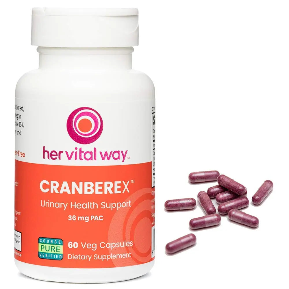 her vital way Cranberex - Cranberry Pills for Women and Men - Cranberry Supplement with 36mg PAC - Cranberry Extract Capsules for Urinary Tract Health and Kidney Care - 60 Veg Capsules her vital way uk supplements