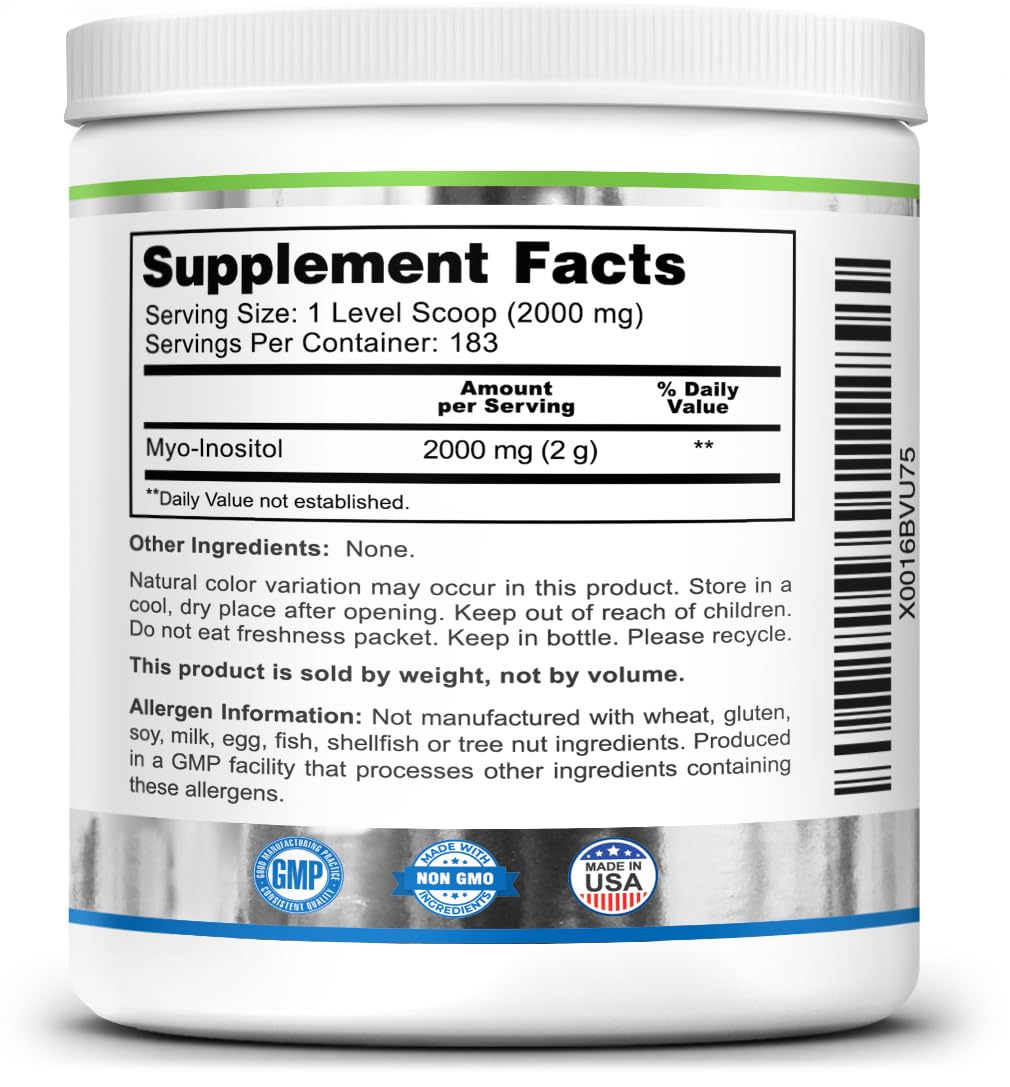 Zazzee Myo-Inositol Powder, 6 Month Supply, 183 Servings, 2000 mg per Serving Zazzee uk supplements