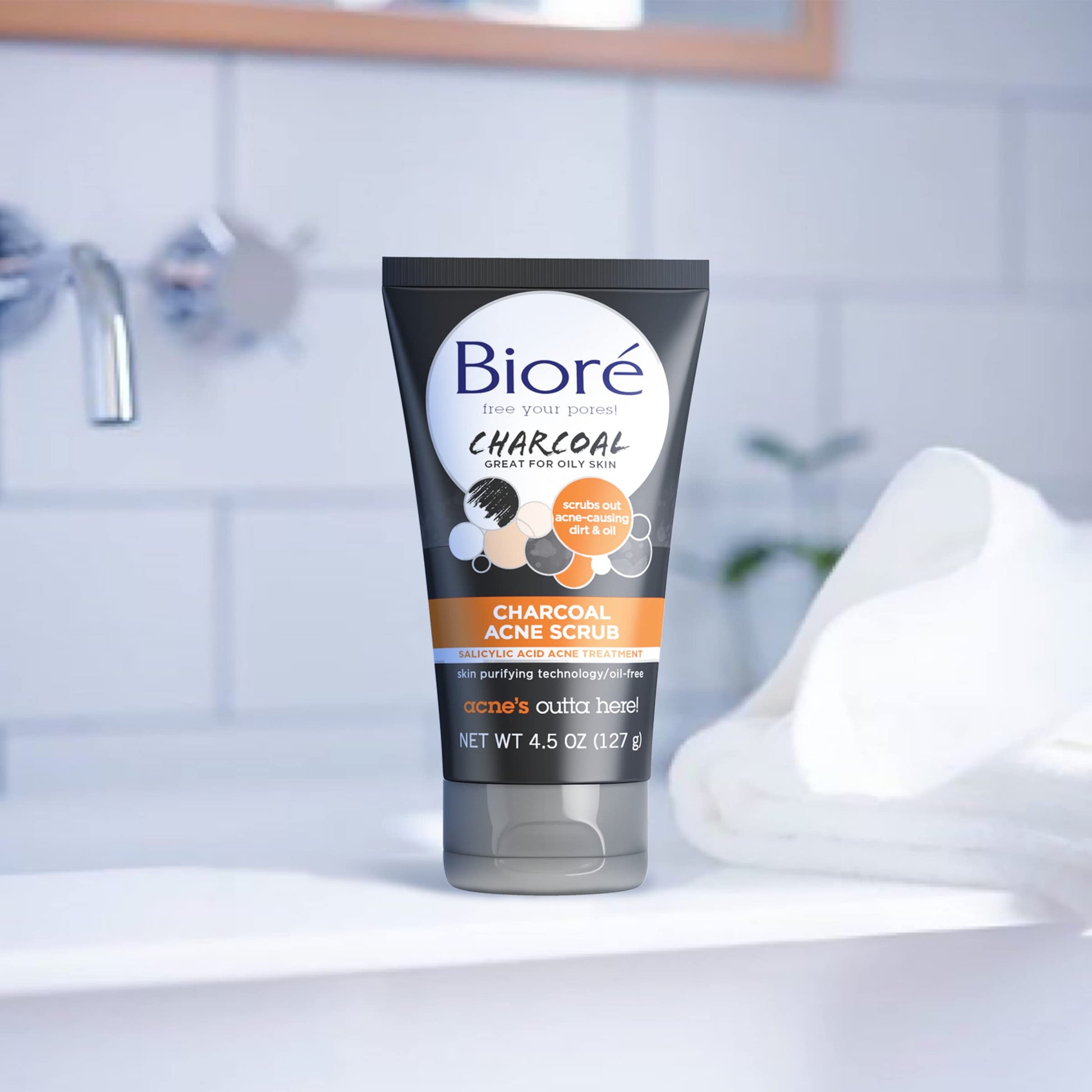 Bioré Charcoal Acne Face Scrub, with 1% Salicylic Acid and Natural Charcoal, Helps Prevent Biore uk supplements