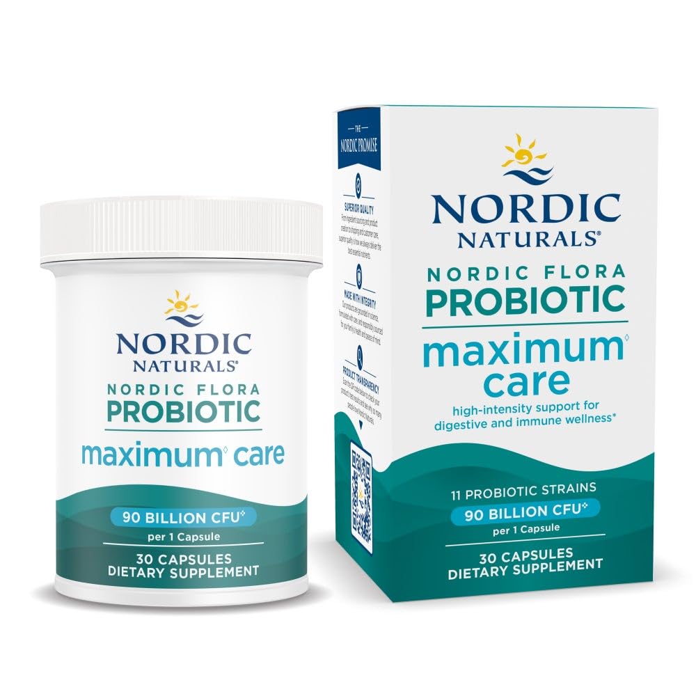 Nordic Naturals Nordic Flora Probiotic Maximum Care, 30 Capsules, 11 Probiotic Strains for Daily Immune and Digestive Health Support, Vegan, 30 Servings Nordic Naturals uk supplements