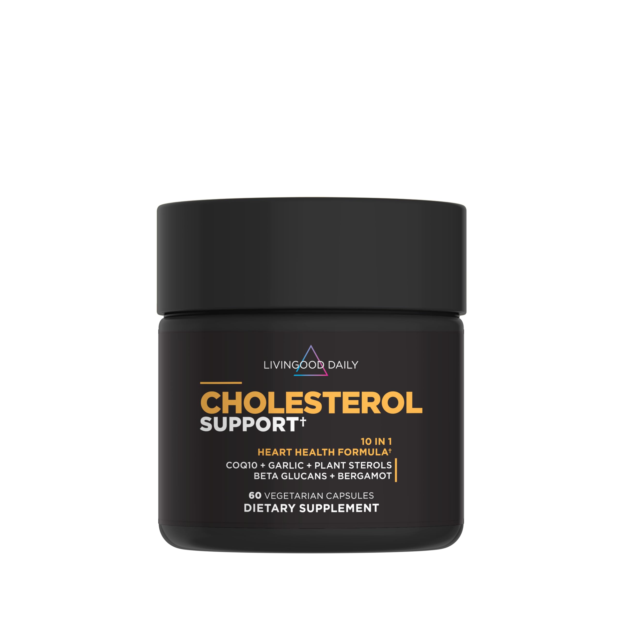 Livingood Daily Cholesterol Support Supplement with Garlic, CoQ10, Vitamin E, Bergamot, Plant Sterols for Body and Heart Health Support, Supports LDL and Triglycerides, Gluten Free, Vegan, 60 Capsules Livingood Daily uk supplements