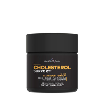 Livingood Daily Cholesterol Support Supplement with Garlic, CoQ10, Vitamin E, Bergamot, Plant Sterols for Body and Heart Health Support, Supports LDL and Triglycerides, Gluten Free, Vegan, 60 Capsules Livingood Daily uk supplements