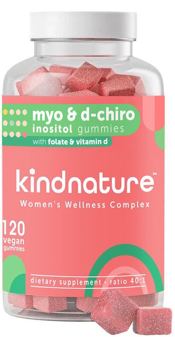 kindnature Myo-Inositol & D-Chiro Inositol Gummies for Women – 2000mg + 50mg, Ideal 40:1 Ratio – with Vitamin D & Folate – Hormone Balance Support – Vegan, Watermelon Flavor (120 Gummies) kindnature uk supplements