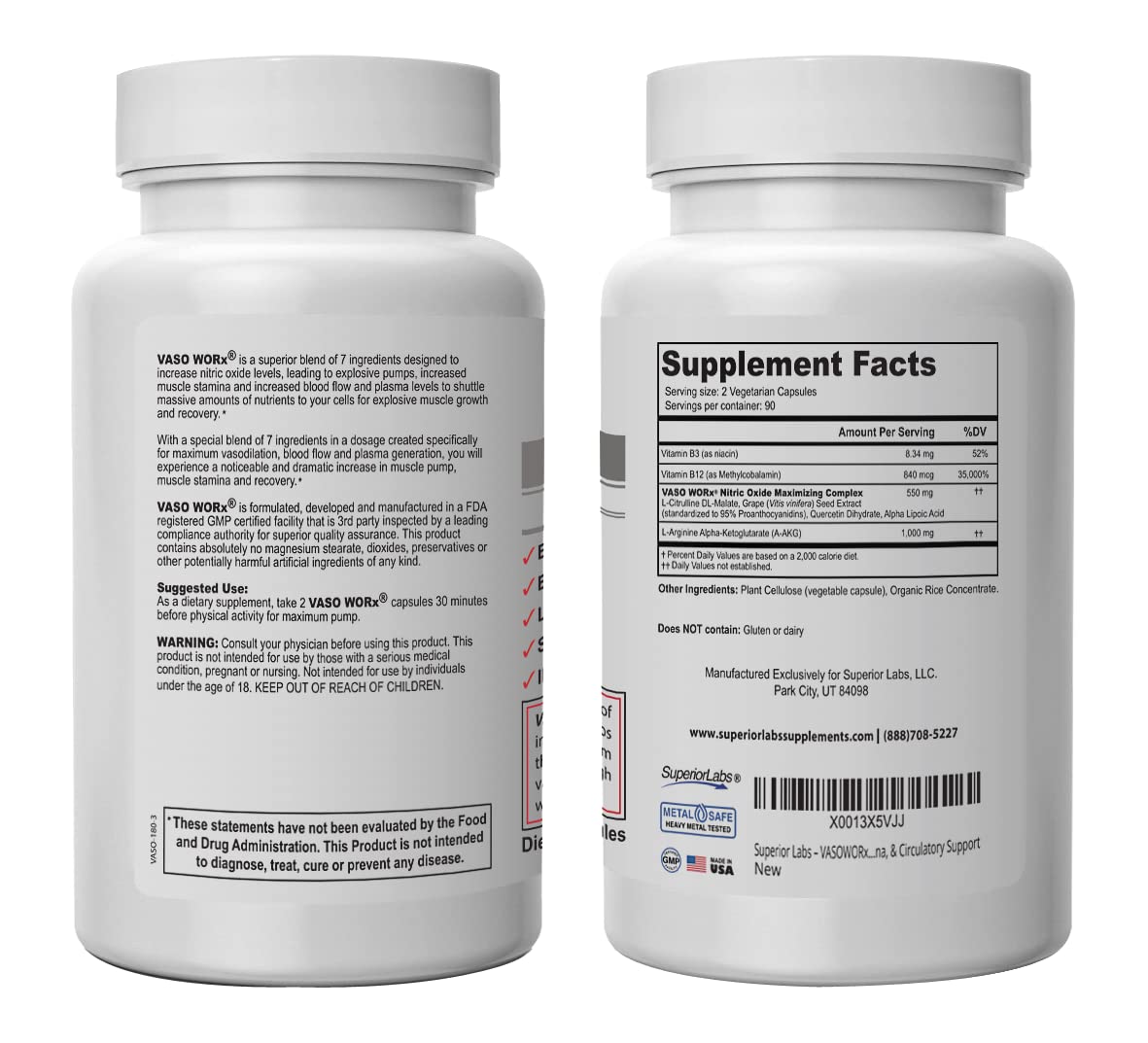 Superior Labs – VASOWORx  – Nitric Oxide Supplement – Extra Strength - 1,600 mg Superior Labs uk supplements