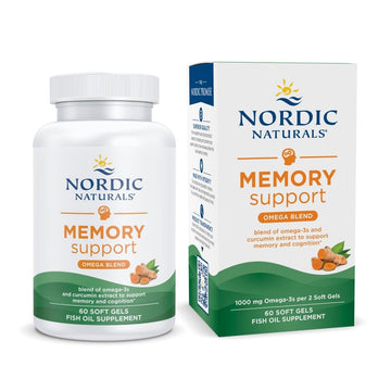 Nordic Naturals Memory Support with Curcumin - 60 Soft Gels - 1000 mg Omega-3 + 400 mg Optimized Curcumin - Memory, Cognition - Contains Phosphatidylcholine & Huperzine A - Non-GMO - 30 Servings Nordic Naturals uk supplements