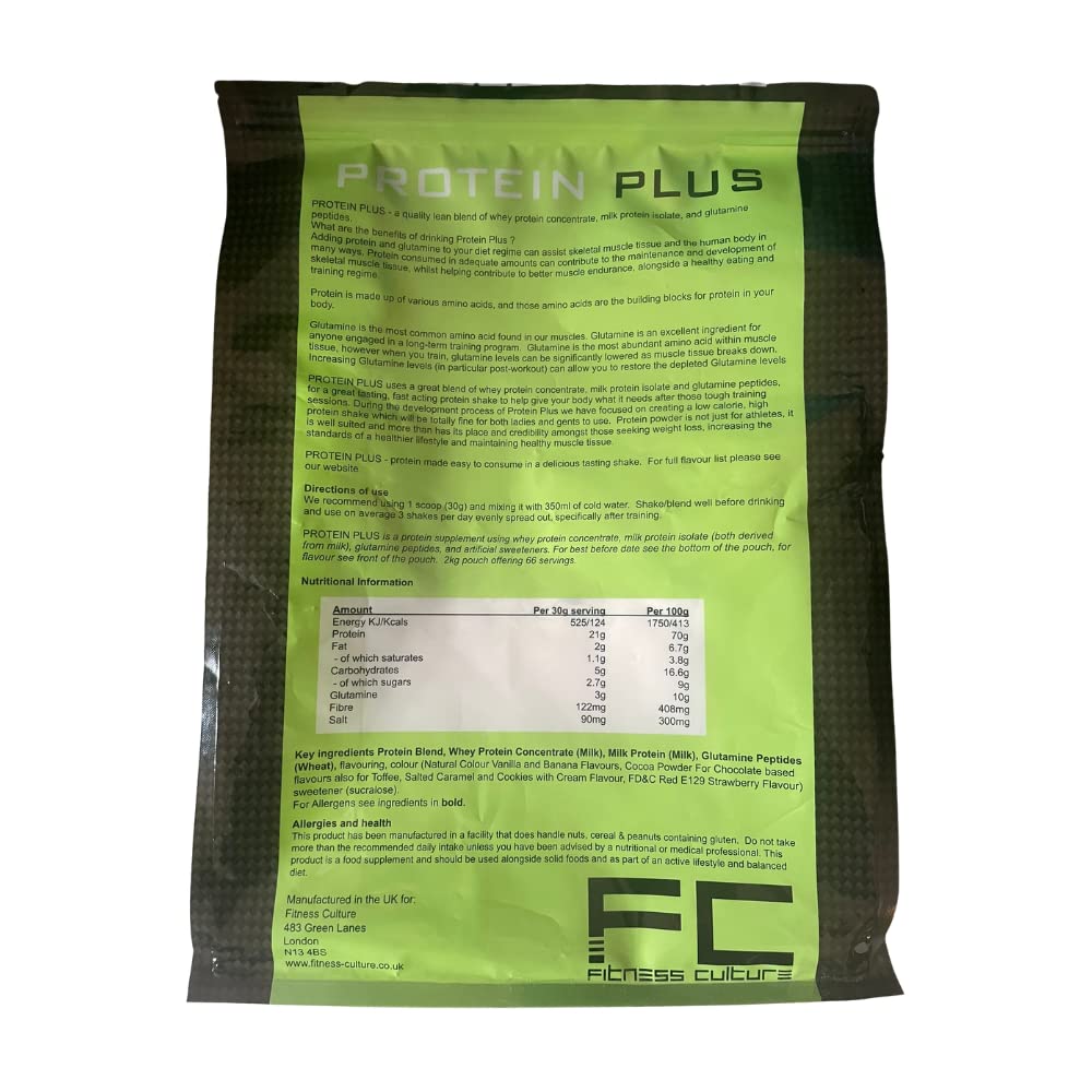 Fitness Culture Protein Plus, Whey Protein Powder with Added Glutamine, Immune and Digestive System Support Generic uk supplements