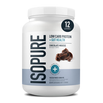 Isopure Protein + Gut Health & Immune Support Powder, Chocolate Mousse, 25g Whey Protein with Prebiotics & Vitamins, 12 Servings (Pack of 1) Isopure uk supplements