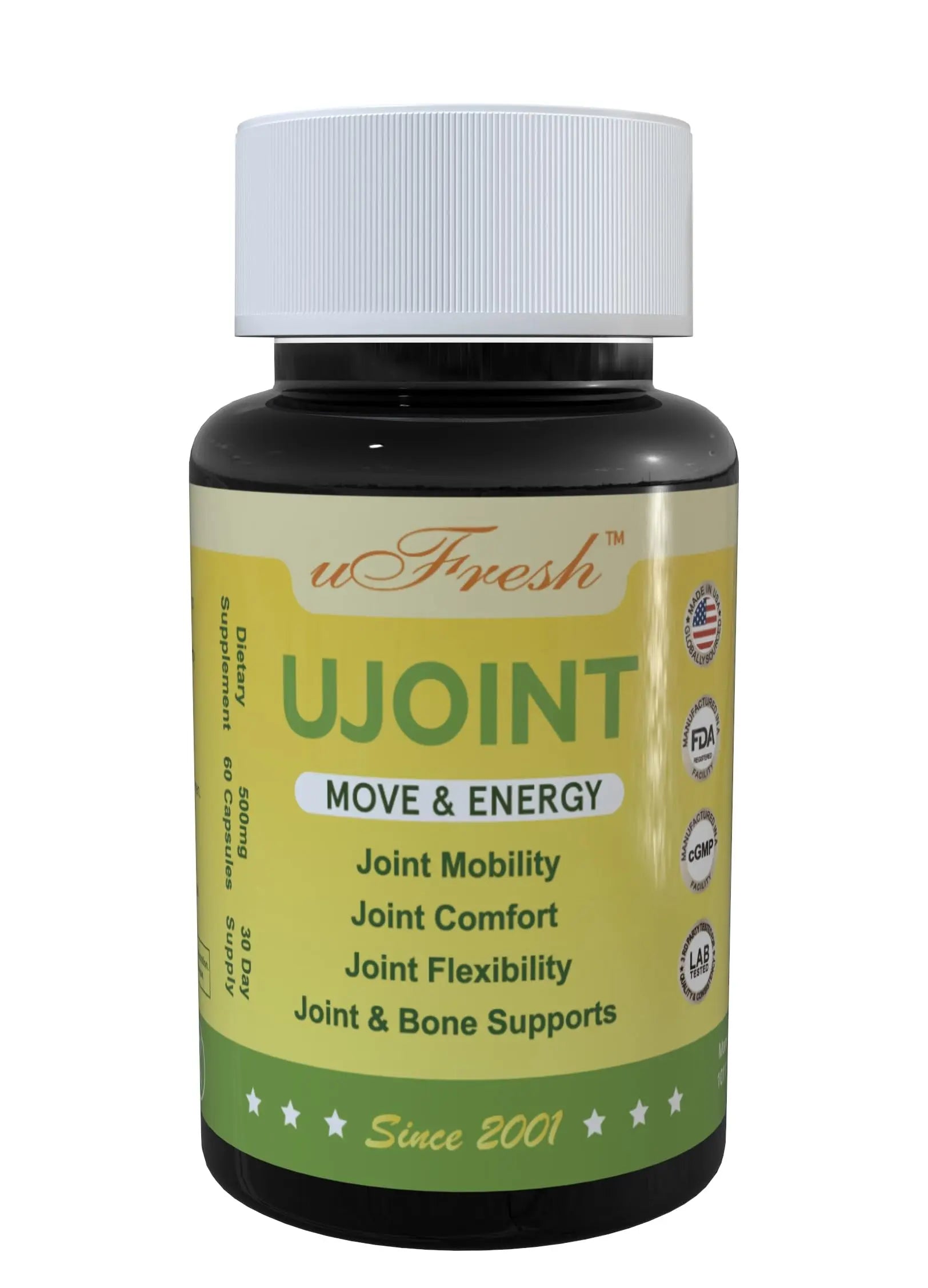UJoint Move & Energy Joint Flexibility and Mobility Dietary Supplements, 30 Day Supply, 60 Capsules (1) uFresh uk supplements