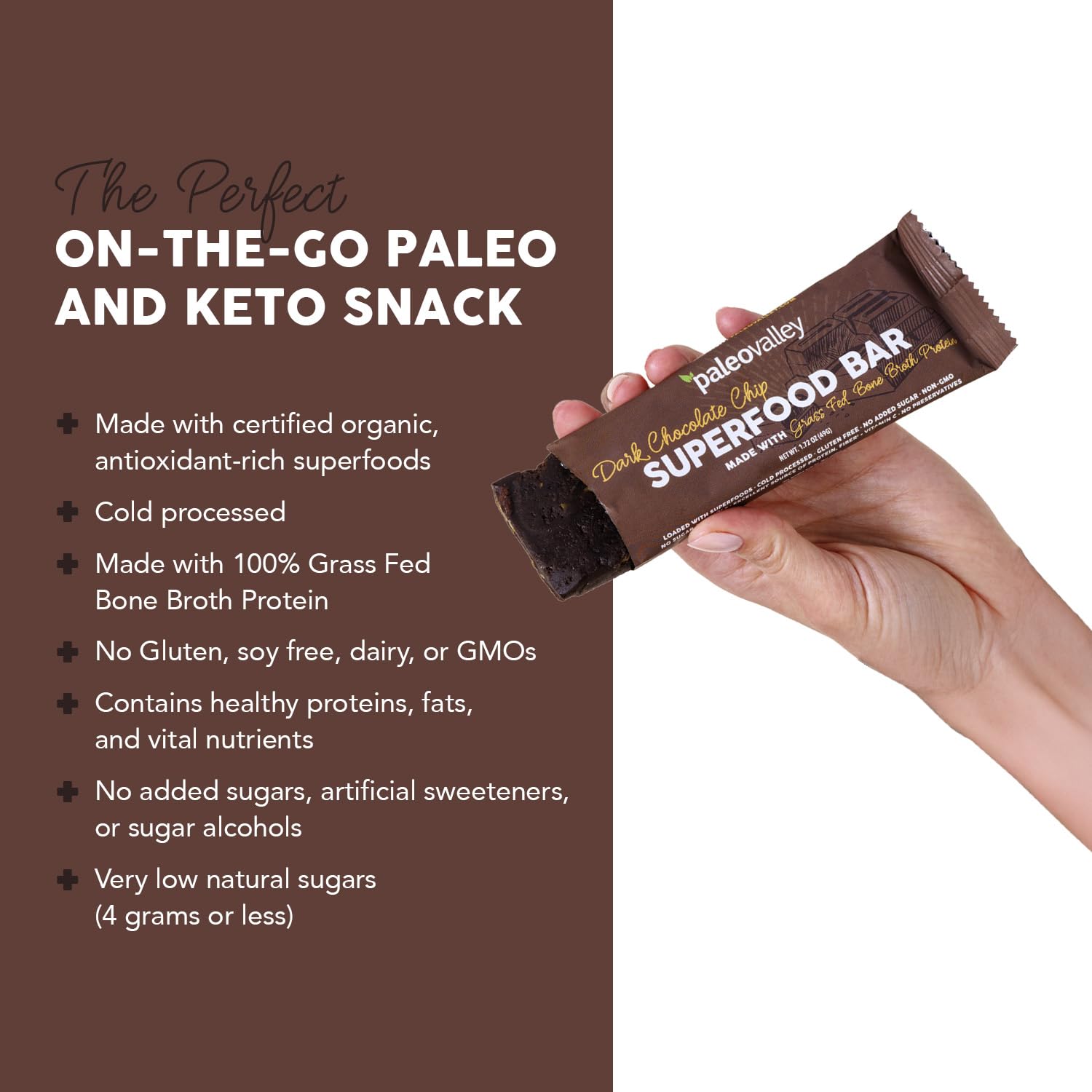 Paleovalley Superfood Bars – Dark Chocolate Chip– 10 Pack – 9g Protein per Bar – Gluten-Free, Grain-Free, Paleo, Non-GMO – On-the-Go Snack Paleovalley uk supplements