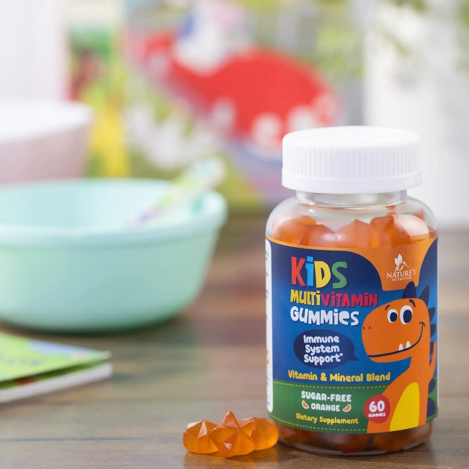 Kids Multivitamin Gummies - Improved Sugar-Free Formula - 100% Daily Folate, Kids Vitamins with Essential Vitamins A, C, D3, E, B6, B12 Nature's Nutrition uk supplements