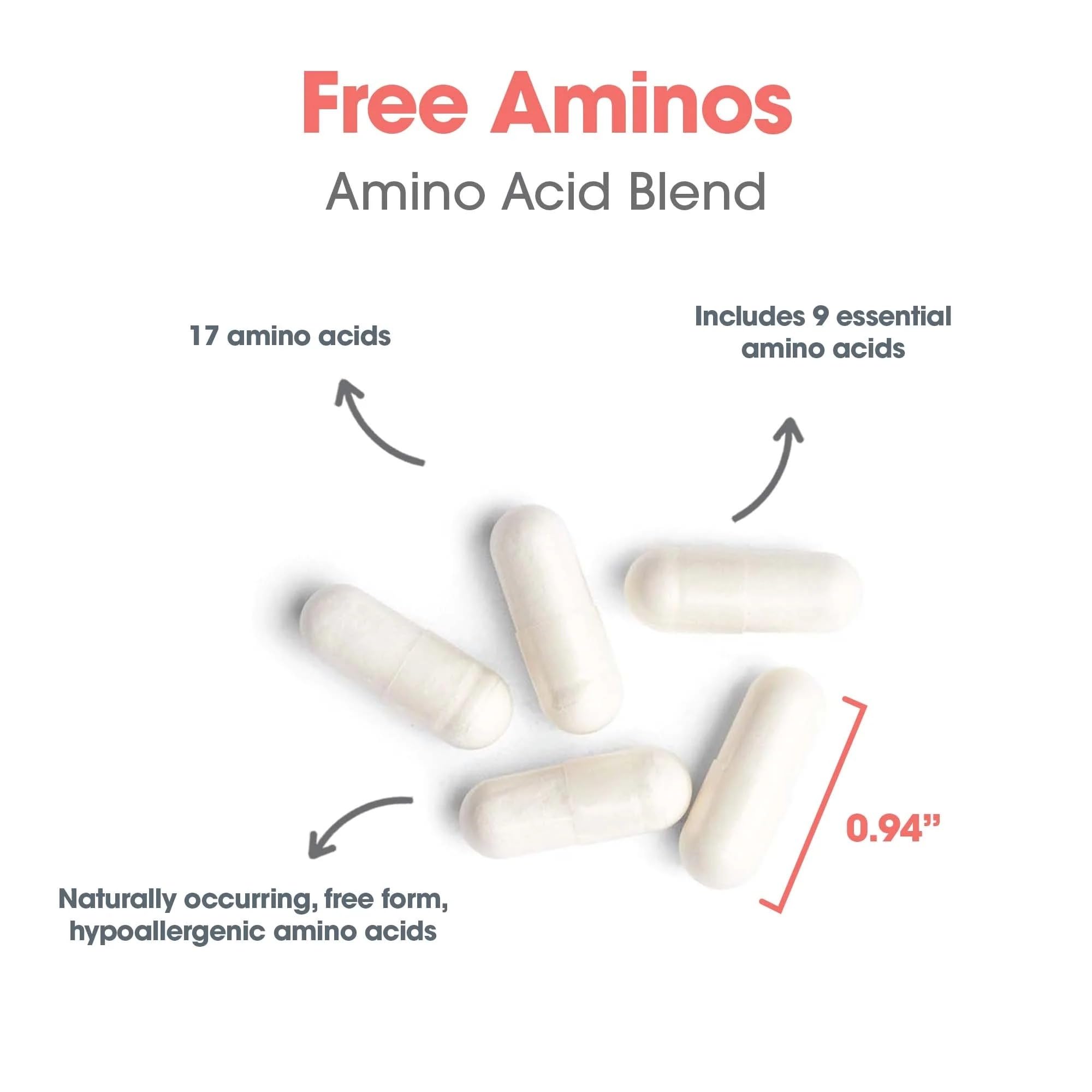 Nutricology Free Aminos Supplement - Essential Amino Acids Complex, Lean Muscle Mass Support, Vegetarian Capsules - 100 Count Allergy Research Group uk supplements