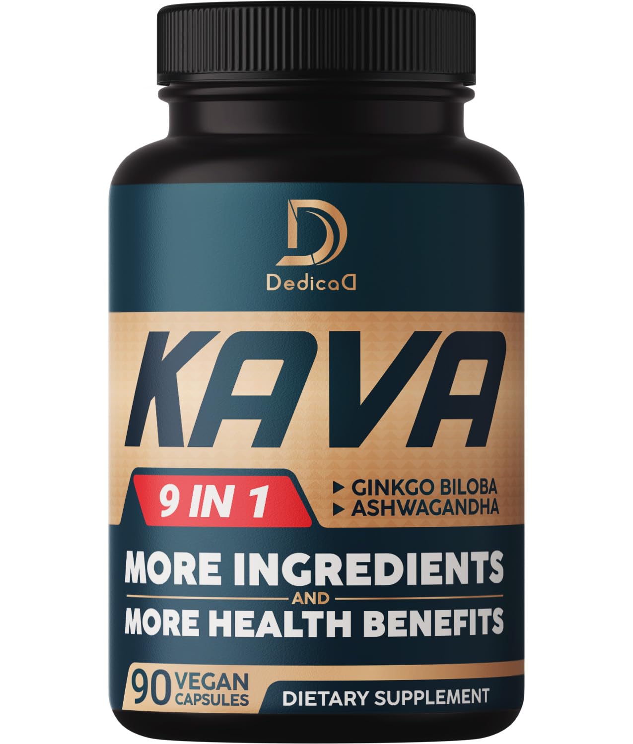 DEDICAD Kava Kava Capsules - 3 Month Supply - 9 Herbs with Ginkgo Biloba, Ashwagandha Root, Andean Cocoa, Graviola Leaf, Chamomile, Valerian, Lemon Balm & Skullcap - Support Mood & Immune - 90 Pills DEDICAD uk supplements