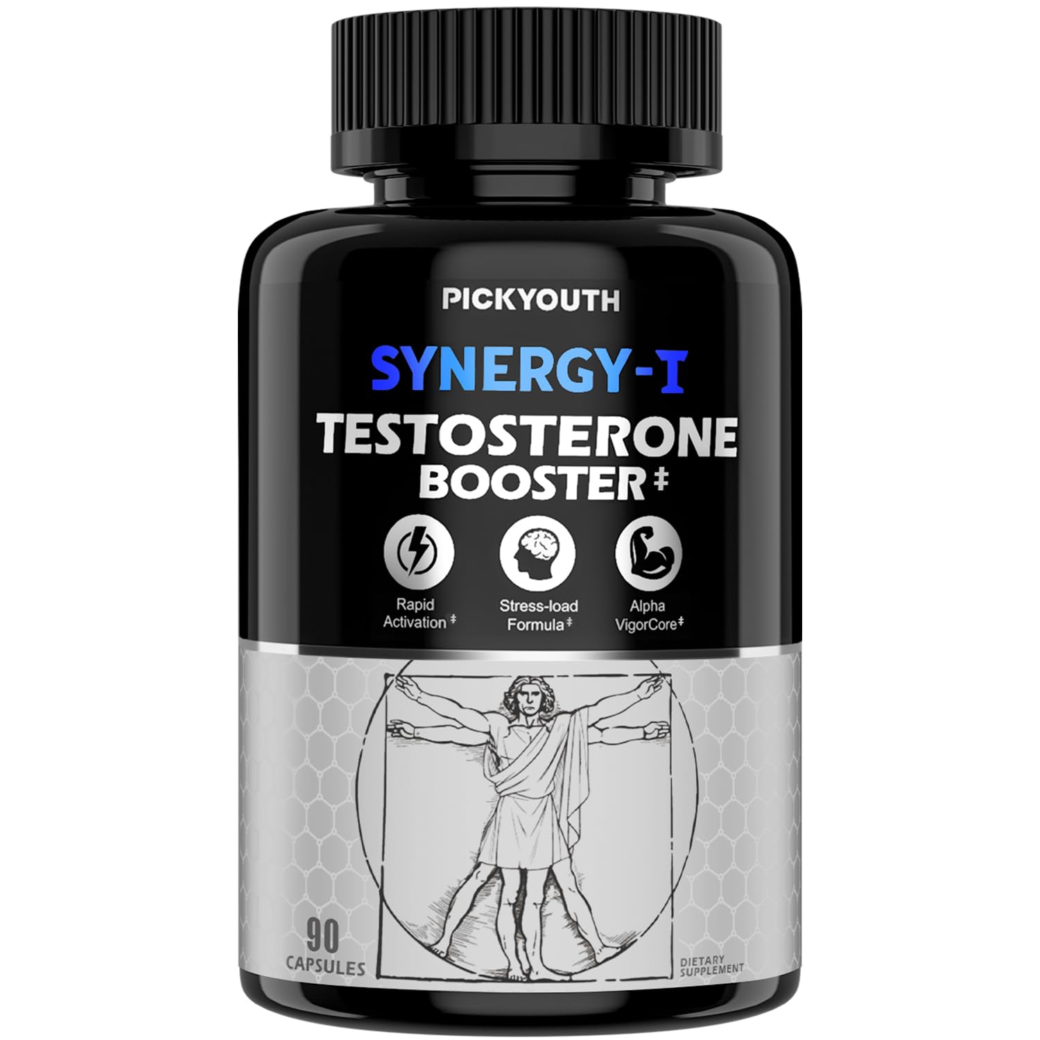 PickYouth Synergy-T Booster Supplement for Men, Total Male Performance, Liposomal Absorption System, 100% Transparency with Ashwagandha, DIM PickYouth uk supplements