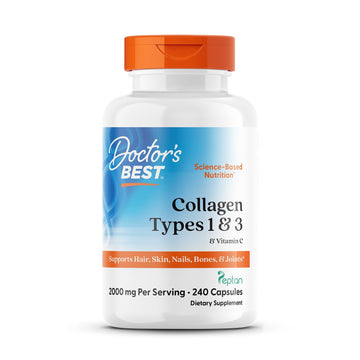 Doctor's Best Collagen Types 1 & 3 with Vitamin C, Non-GMO, Gluten Free, Soy Free, Supports Hair, Skin, Nails, Tendons & Bones, 500 mg, 240 Caps (DRB-00263) Doctor's BEST uk supplements