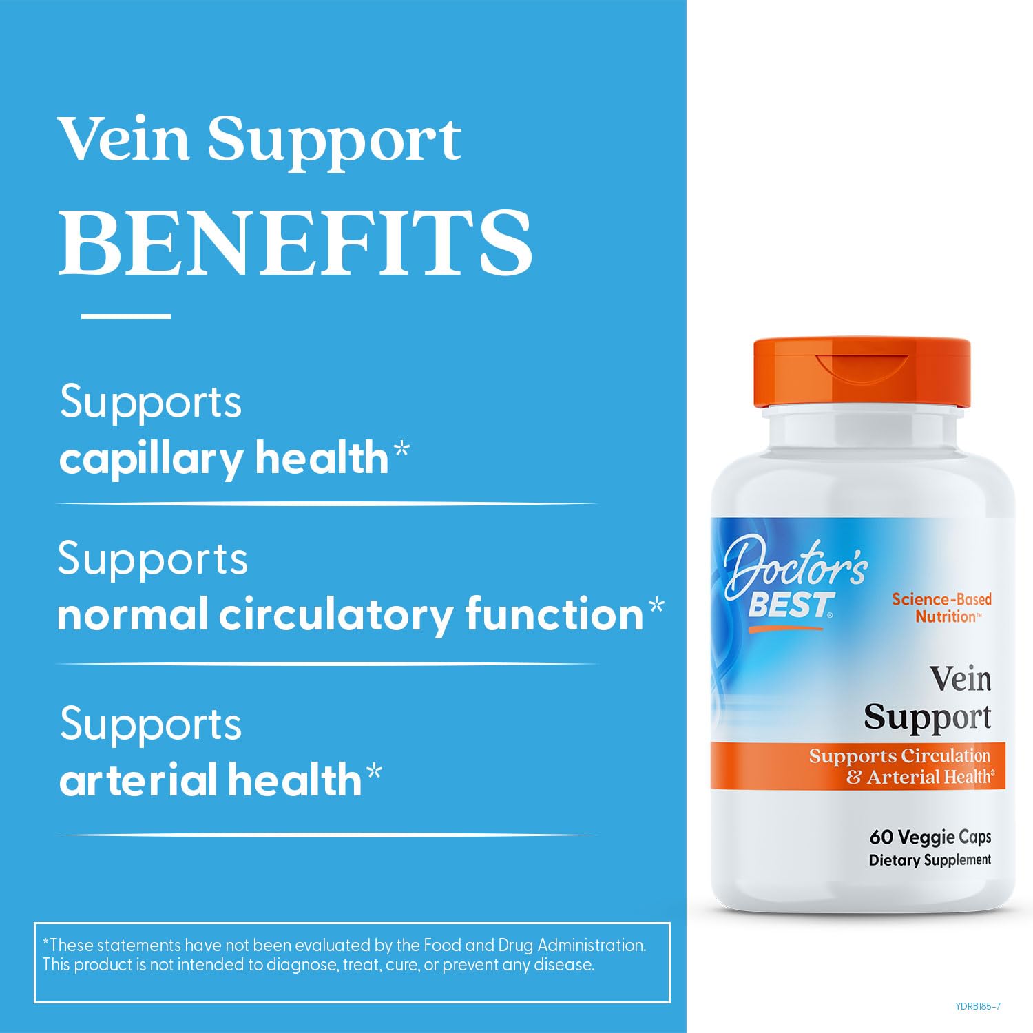 Doctor's Best Vein Support Supplement - Contains Diosmin & Hesperidin, Circulation Support for Legs & Feet, for Men & Women, Formula with Vitamin K2 & Natural Orange Extract, Vegan - 60 Veg Caps Doctor's BEST uk supplements