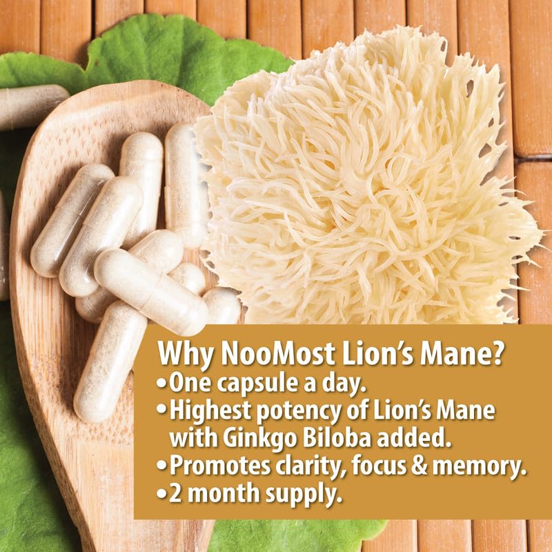 NooMost Organic Lions Mane Supplement Capsules 5400mg, Ginkgo Biloba 120mg NooMost uk supplements