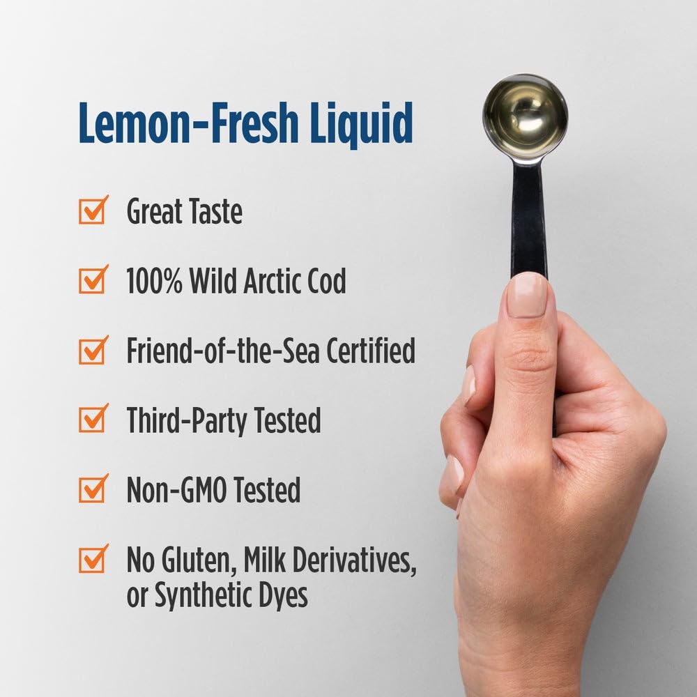Nordic Naturals Arctic-D Cod Liver Oil, Lemon - 8 oz - 1060 mg Total Omega-3s + 1000 IU Vitamin D3 - EPA & DHA - Heart, Brain, Bone, Immune & Mood Support - Non-GMO - 48 Servings Nordic Naturals uk supplements