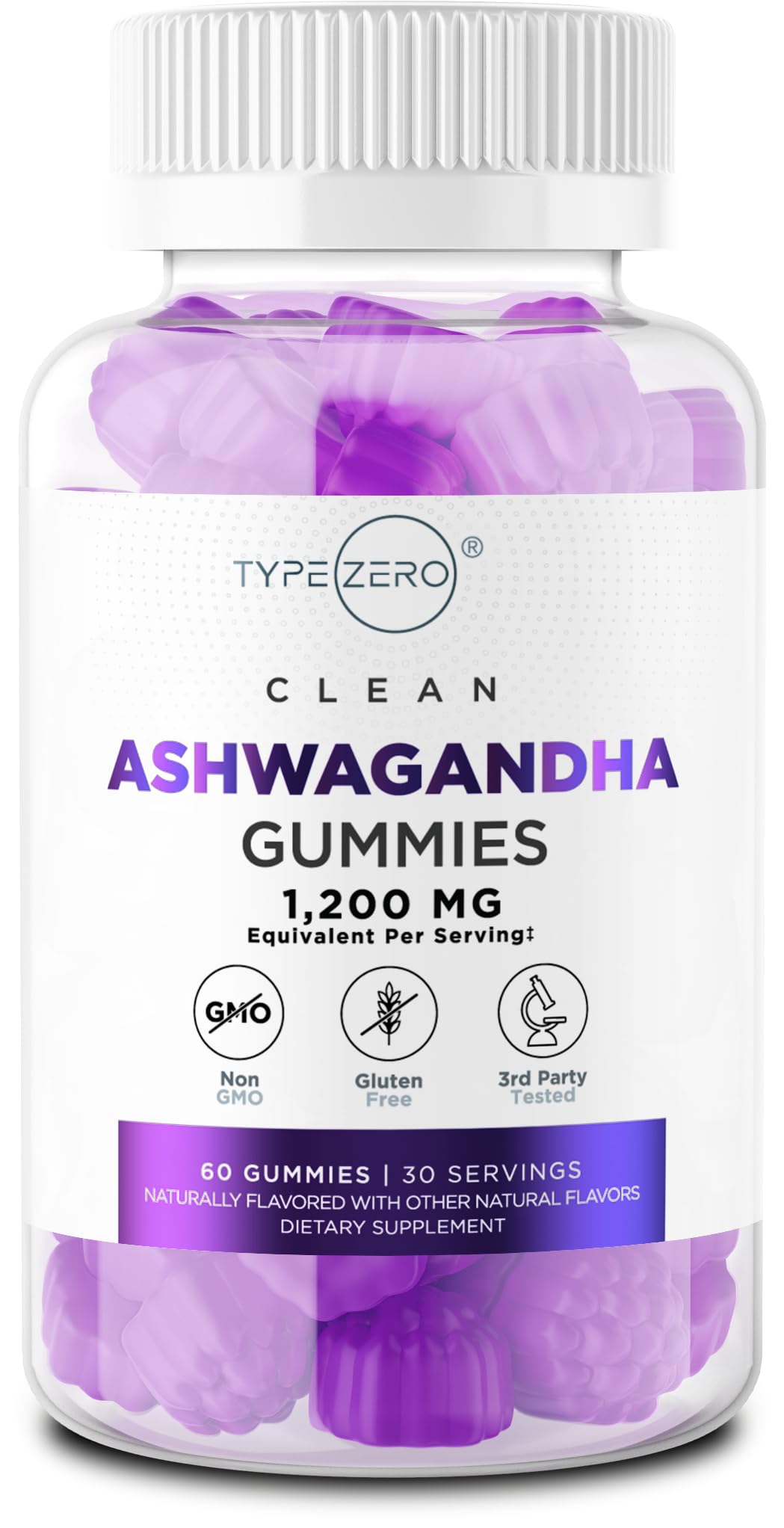 Type Zero Ashwagandha Gummies 60 Gummies for 30 Servings Per Bottle - Ashwagandha Herbal Extract Supplement, Gluten Free, GMO Free Type Zero uk supplements