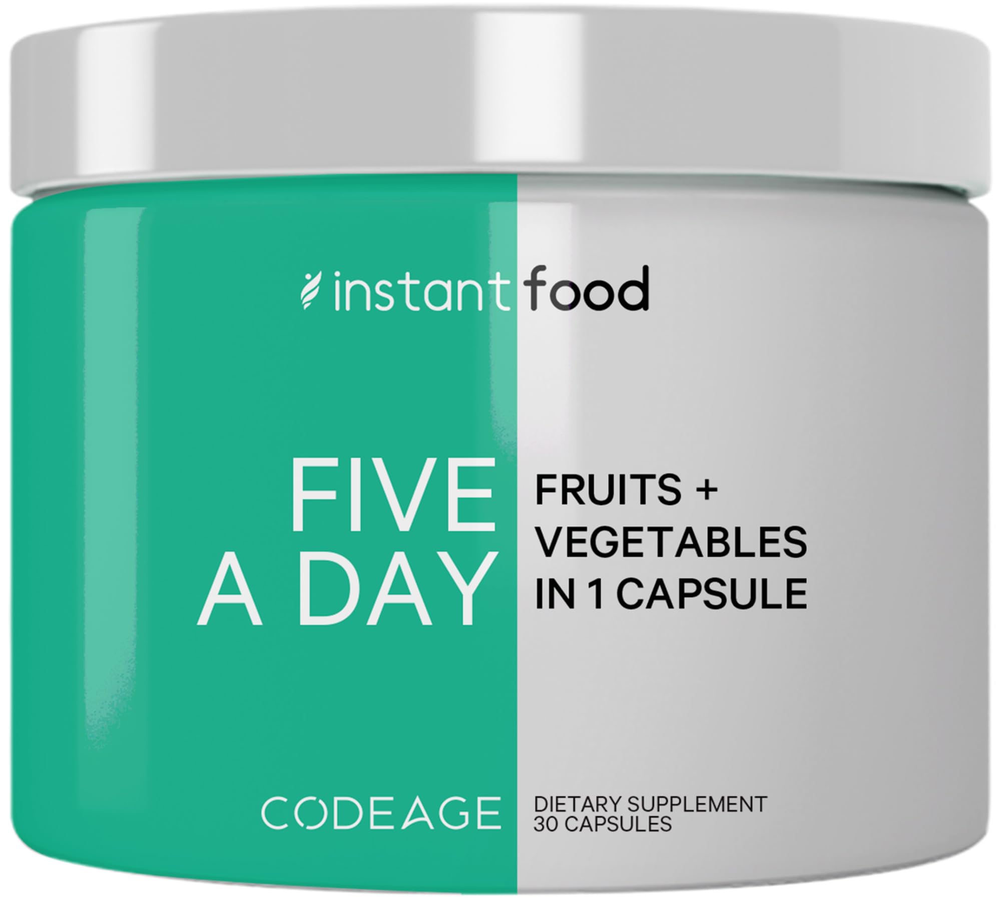 Codeage Instantfood Five A Day – Fruits & Vegetables Capsule Supplement – Whole Food Phytonutrients – 15 Fruits and Veggies Blend - Vegan, Non-GMO – 30 Capsules Codeage uk supplements