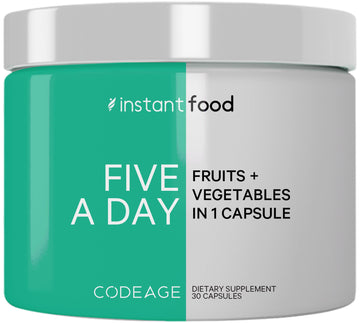 Codeage Instantfood Five A Day – Fruits & Vegetables Capsule Supplement – Whole Food Phytonutrients – 15 Fruits and Veggies Blend - Vegan, Non-GMO – 30 Capsules Codeage uk supplements