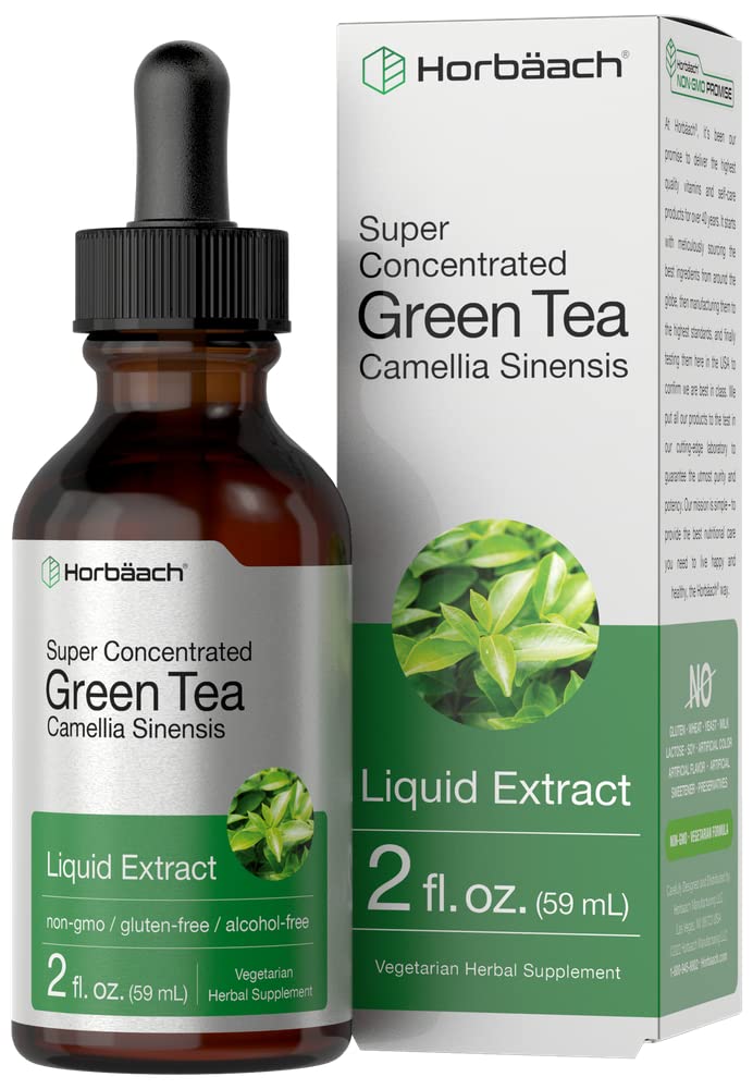 Green Tea Extract Liquid | 2 Fl Oz | Alcohol Free, Vegetarian Tincture | Super Concentrated Horbäach uk supplements