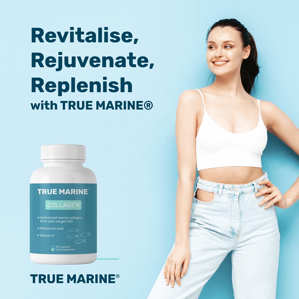 TRUE MARINE Collagen Capsules - 2,400mg of Marine Collagen with Hyaluronic Acid & Vitamin C - Skin, Hair, Nails & Joint Support TRUE MARINE uk supplements