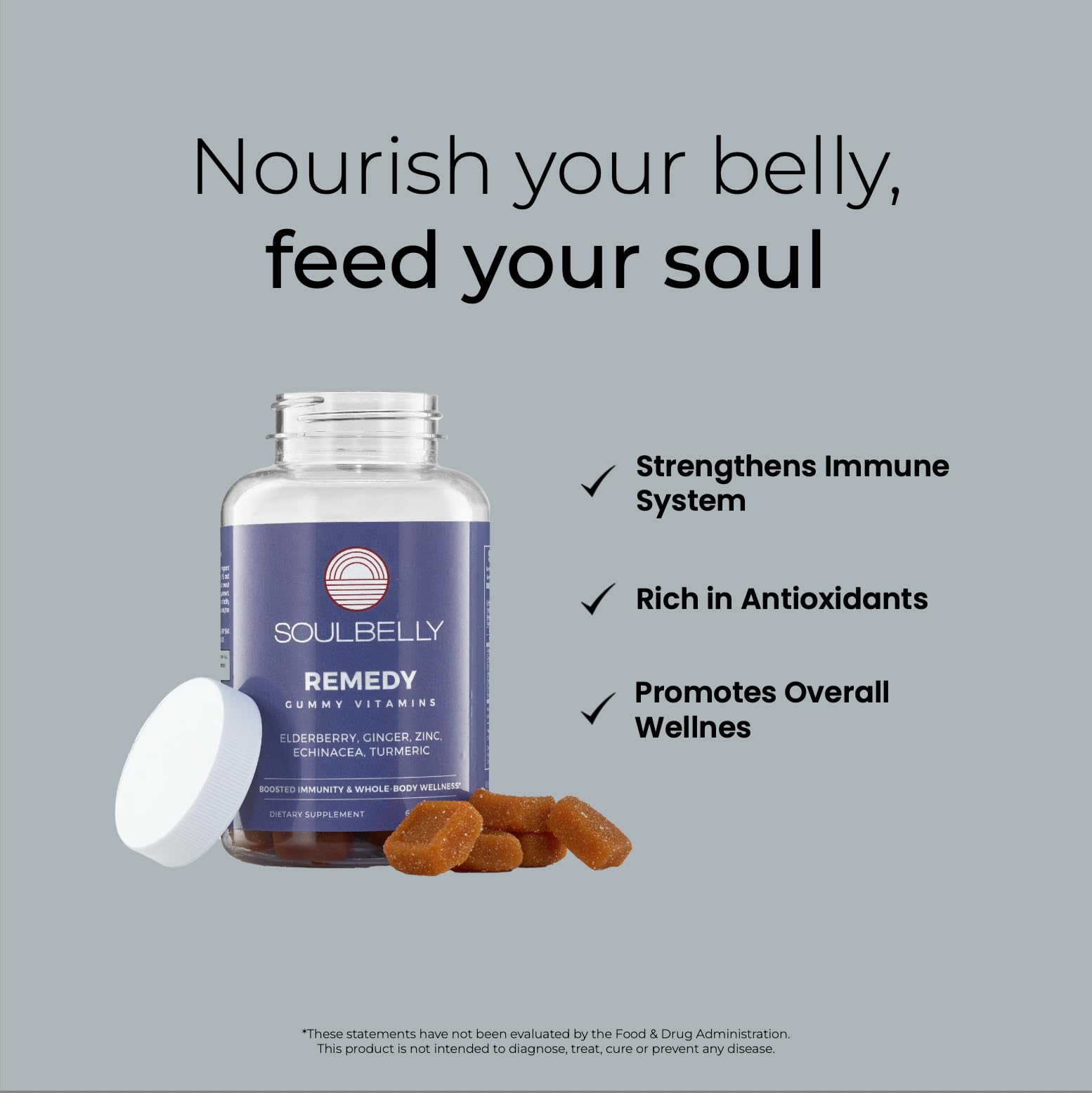 SOULBELLY Super Immunity | Remedy Vitamin Gummies for Immune Support | Vegan | Gluten-Free | Non-GMO | 60 Count SOULBELLY uk supplements