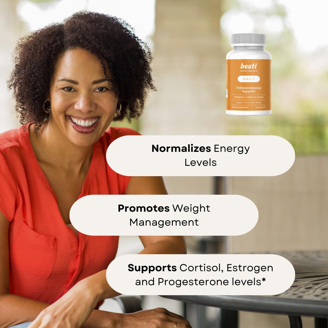Besti Supplements Daily Perimenopause Support – Probiotic & Prebiotic Blend – Supports Overall Well-Being – 90 Capsules Besti uk supplements