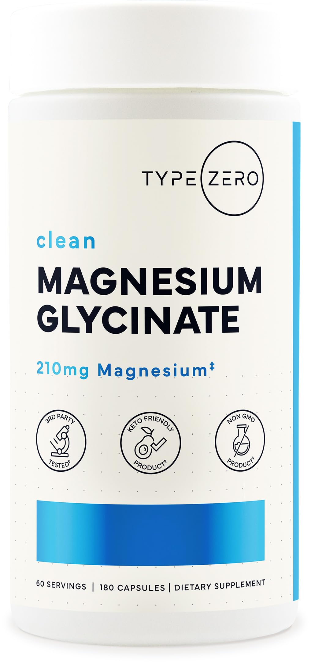 Type Zero Magnesium Glycinate (210mg | 180 Capsules) Pure, Non-GMO, Gluten Free, Natural High Absorption Magnesium Supplement Type Zero uk supplements