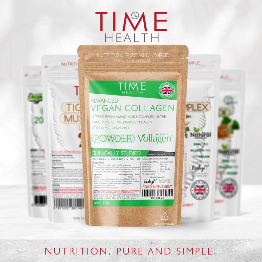 Vollagen® Advanced Vegan Collagen Powder - Amino Acid Complex in Ratio of Collagen Time Health uk supplements